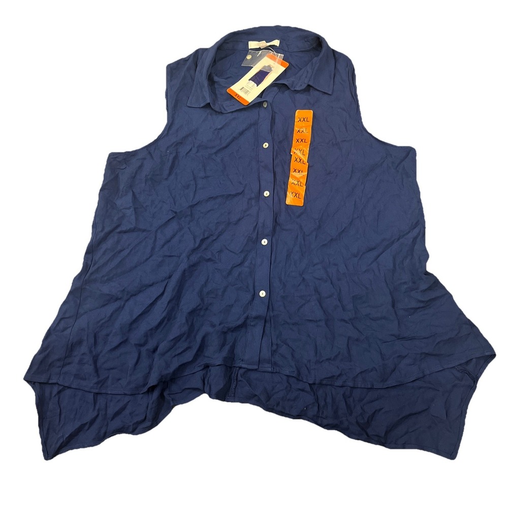 Fever Ladies Sleeveless Blouse Blue , Size XXL